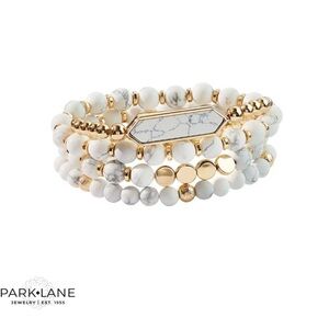 Park Lane "Denver" Bracelet White Turquoise w/ Jet Crystals Pretty! Reg. 148